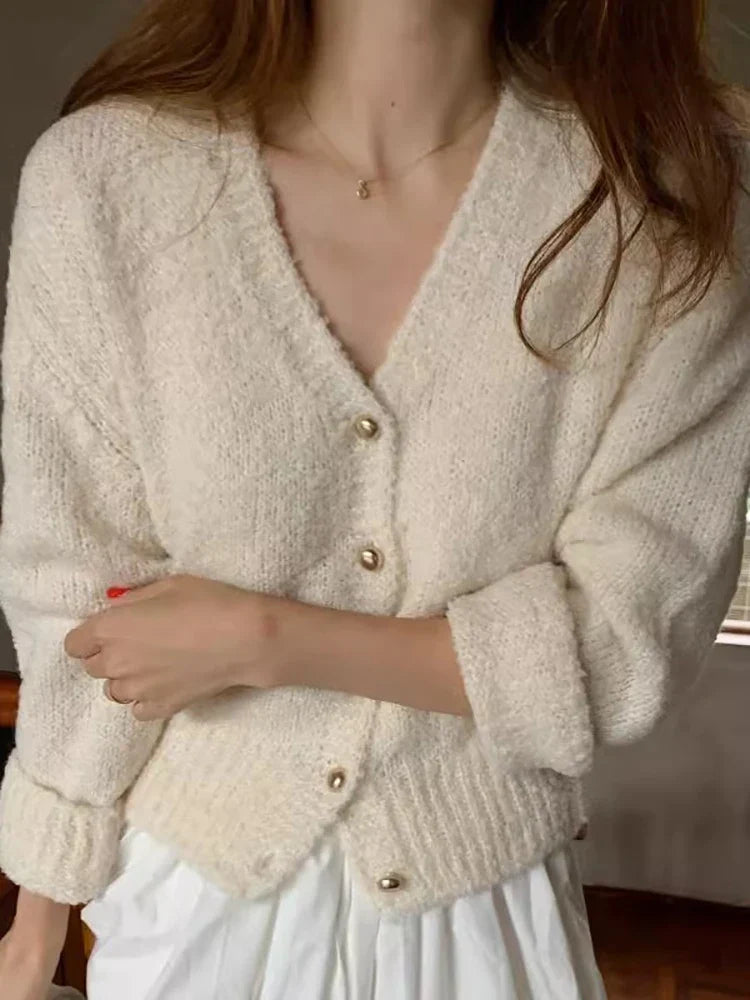 V-neck Cashmere Knit Cardigan