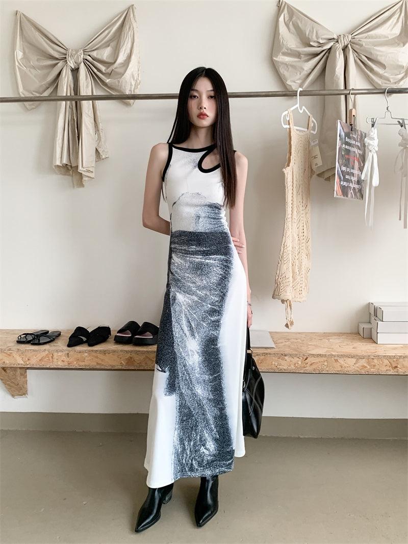Abstract Print Scoop-Neck Sleeveless A-Line Maxi Dress 6