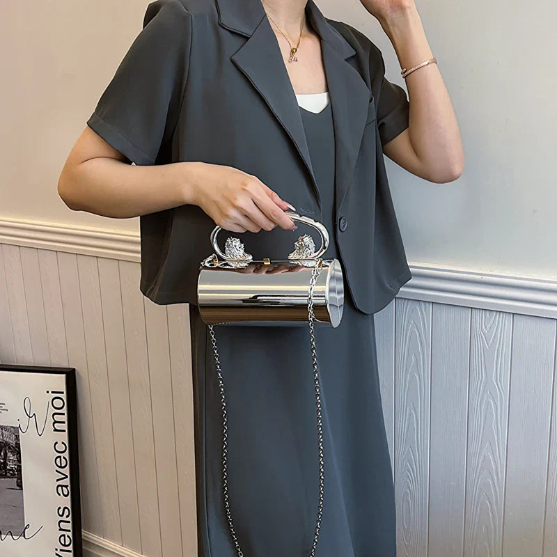 Acrylic Cylinder Crossbody Evening Clutch Bag