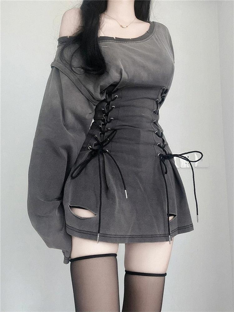 Acubi Smoke Lace Up Mini Dress - View 2