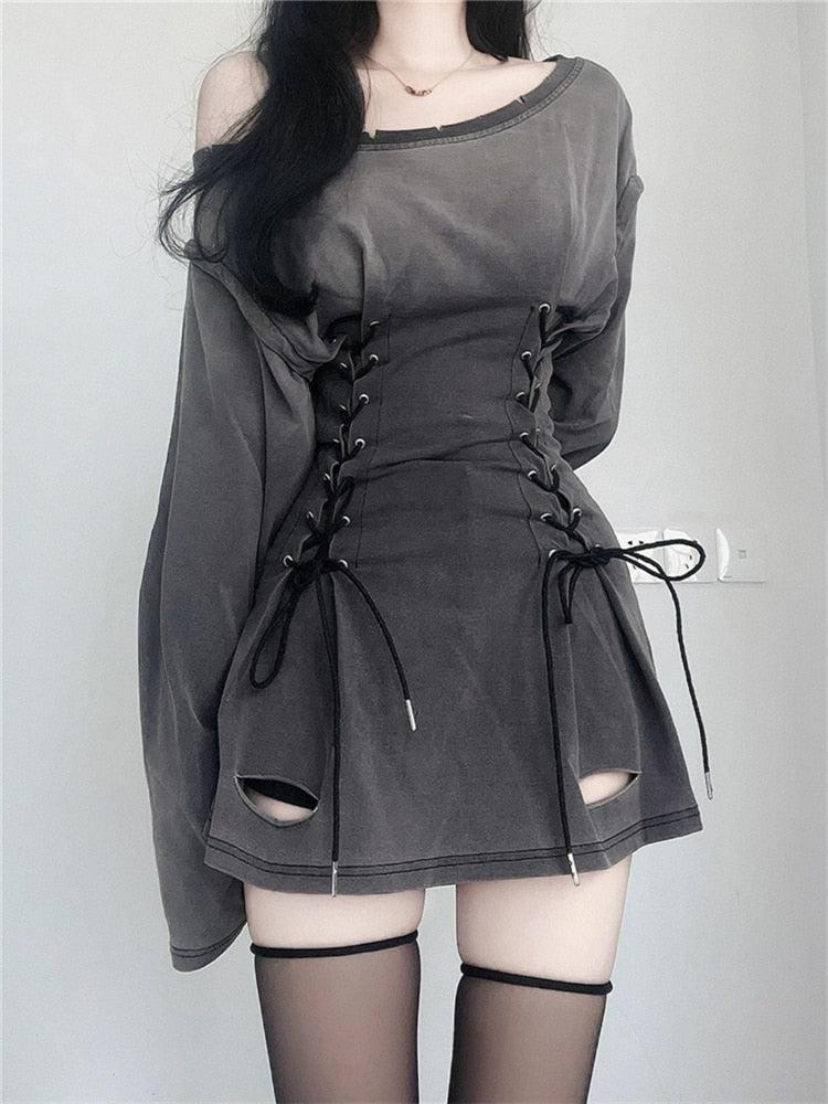 Acubi Smoke Lace Up Mini Dress - View 4