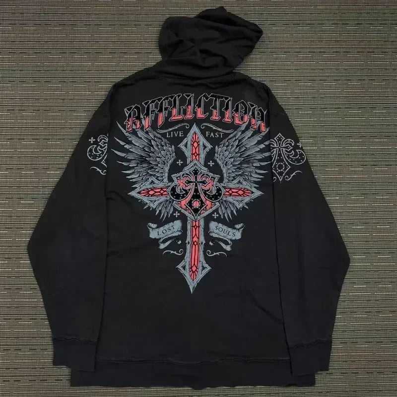 Affliction Gothic Skull Zipper Hoodie