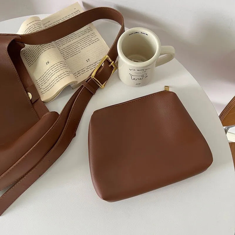 All-Match Minimalist PU Leather Shoulder Bag