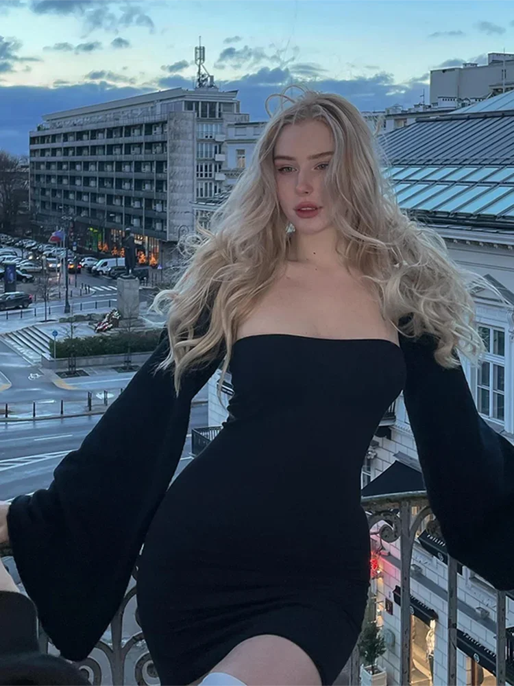 Puff Sleeve Square Collar Mini Dress