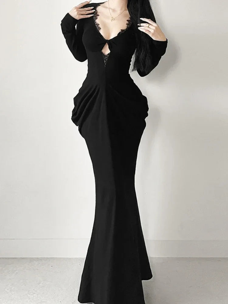 Graceful Lace Patchwork Corset Long Dress