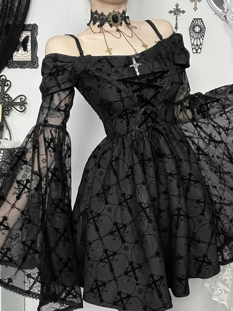 Angry Flare Sleeve Mini Dress