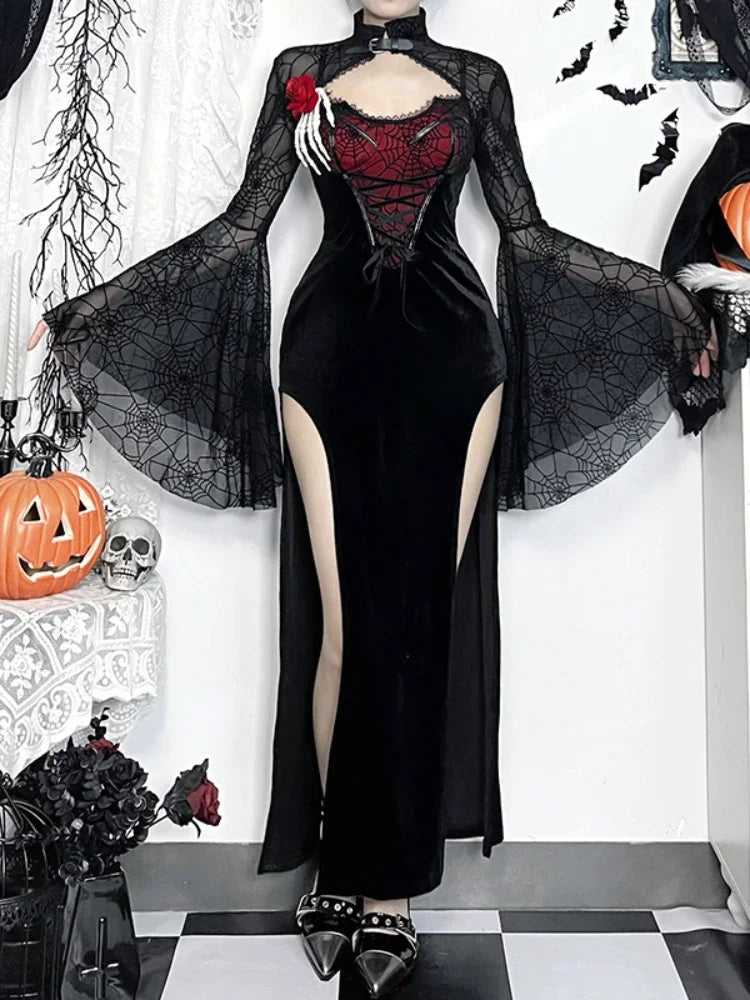Spiderweb Tall Waist Corset Full-Length Dress