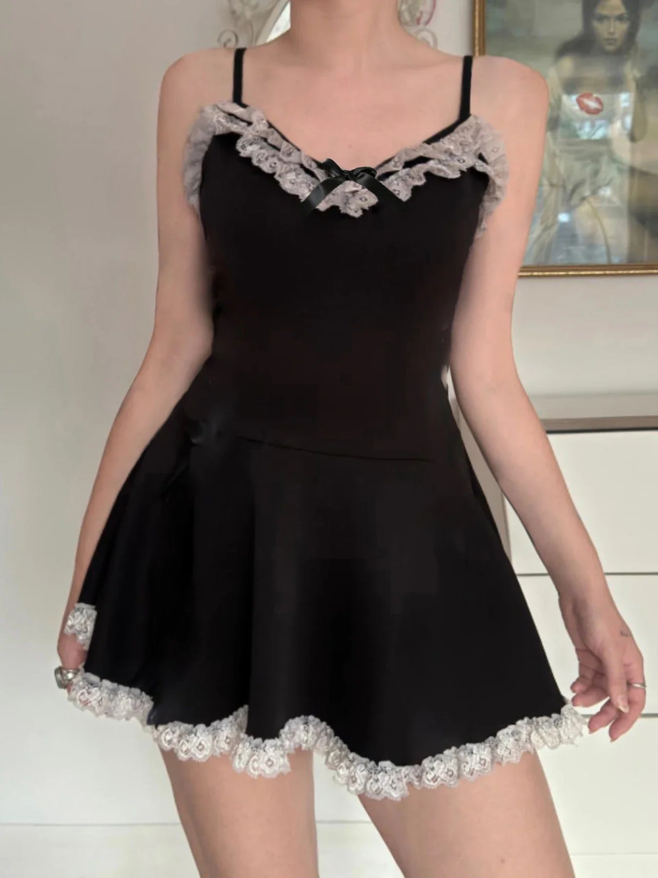 Dark Lace Ribbon Small Dress