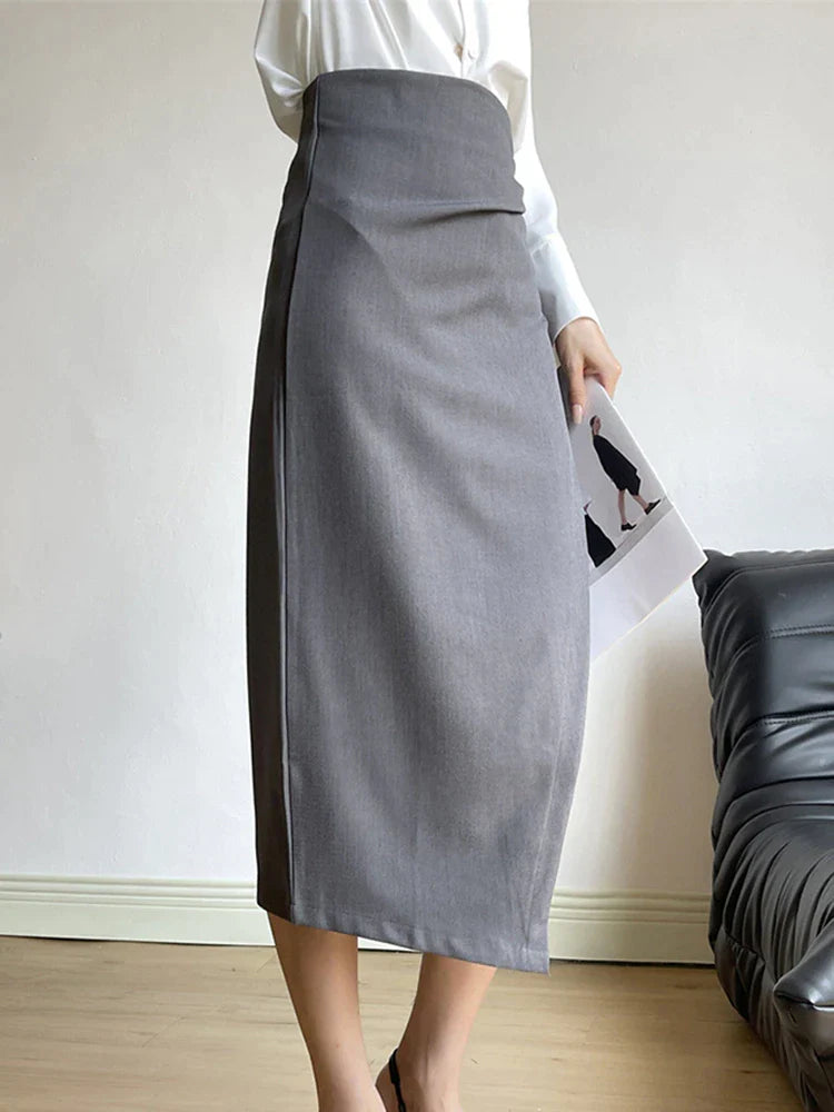 KittenAlarm - Amari High Waist Ruched Detail Wrap Hem Skirt
