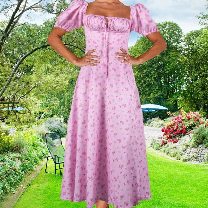 Small Fresh Floral Slim Fit Slit Camisole Floral Dress