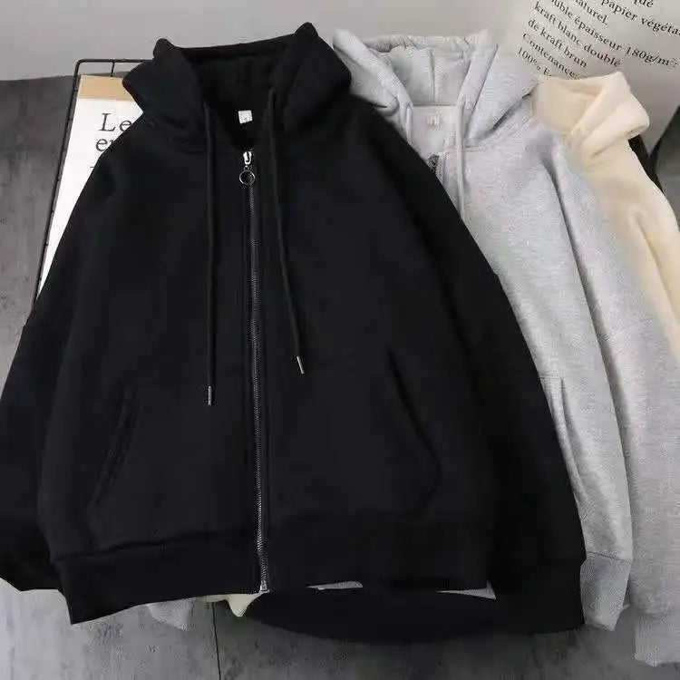 Star Print Retro Zipper Hoodie black 2 / M