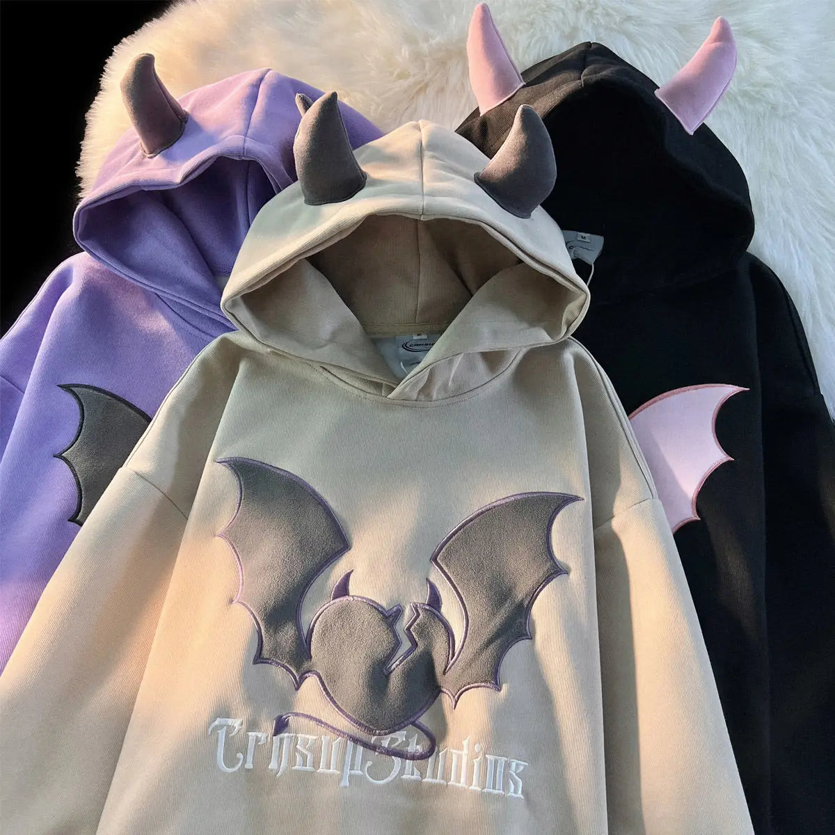 Bat Embroidery Harajuku Hoodie