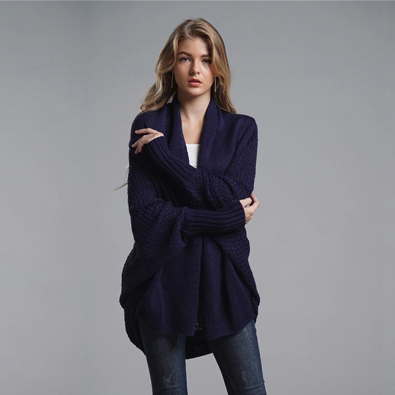 Oversized Sweater Knitted Patchwork Batwing Sleeves