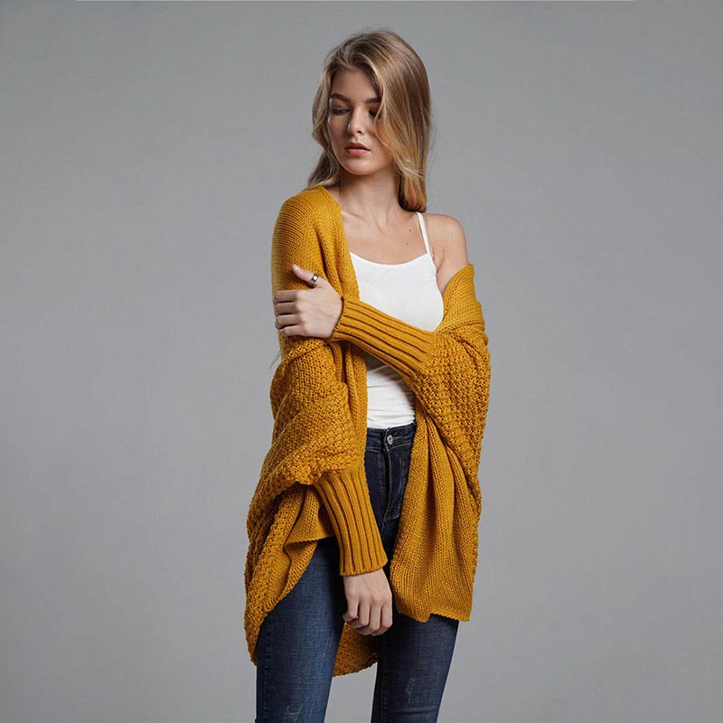 Oversized Sweater Knitted Patchwork Batwing Sleeves 5