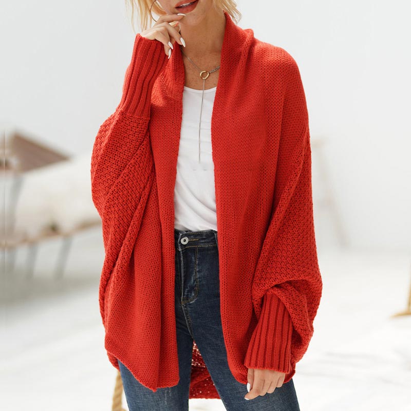 Oversized Sweater Knitted Patchwork Batwing Sleeves 14