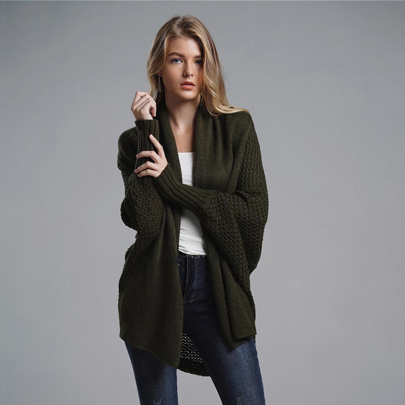 Oversized Sweater Knitted Patchwork Batwing Sleeves 9