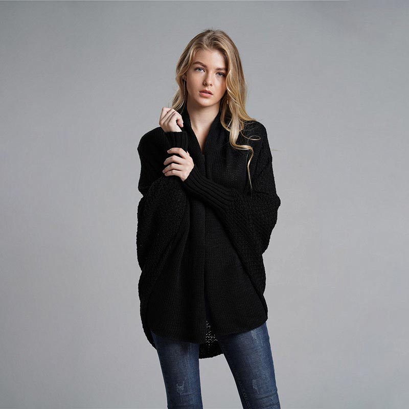 Oversized Sweater Knitted Patchwork Batwing Sleeves 8