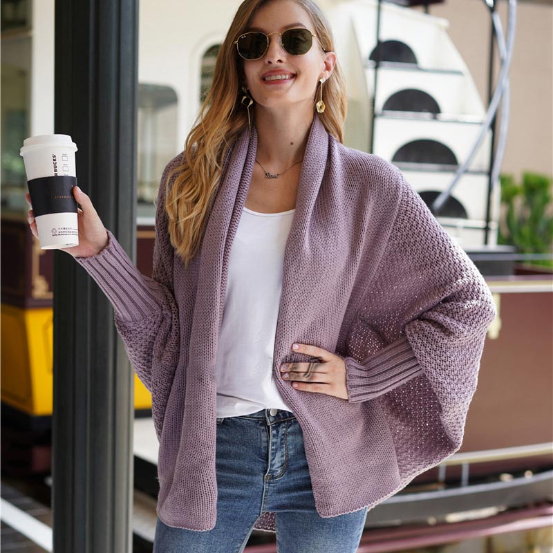 Oversized Sweater Knitted Patchwork Batwing Sleeves 2