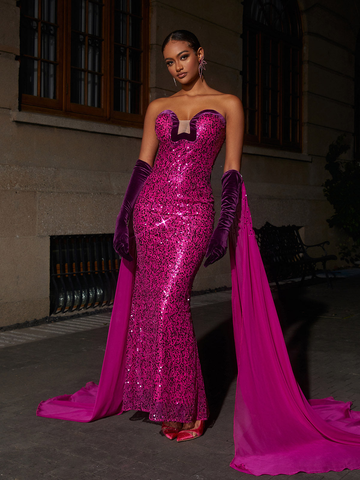 Sequin Strapless Sweetheart Mermaid Maxi Gown