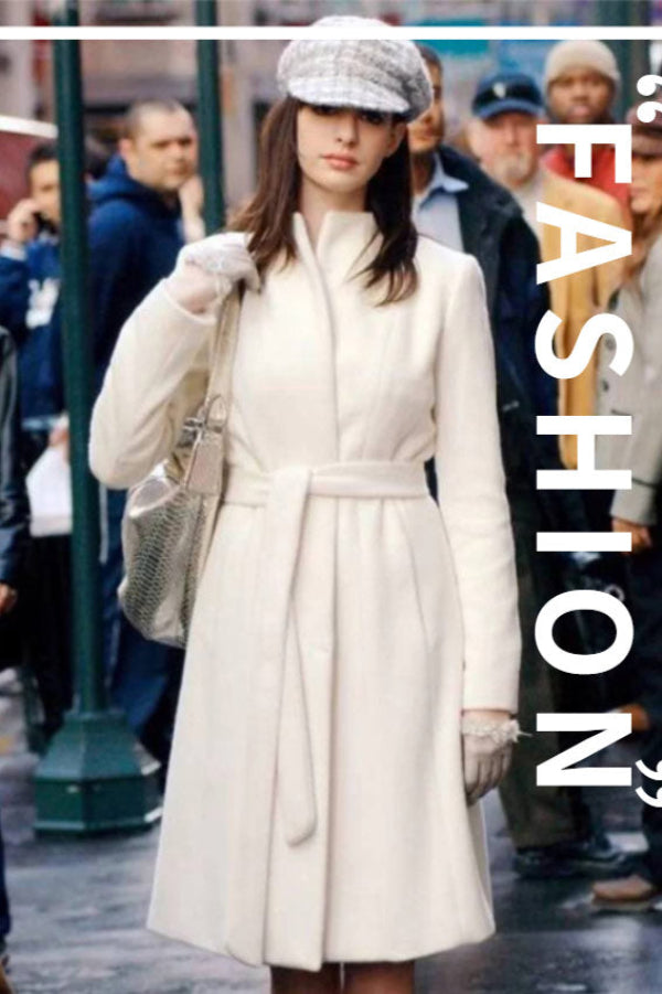 YXNH Elegant Midi Ivory Coat for Timeless Winter Style