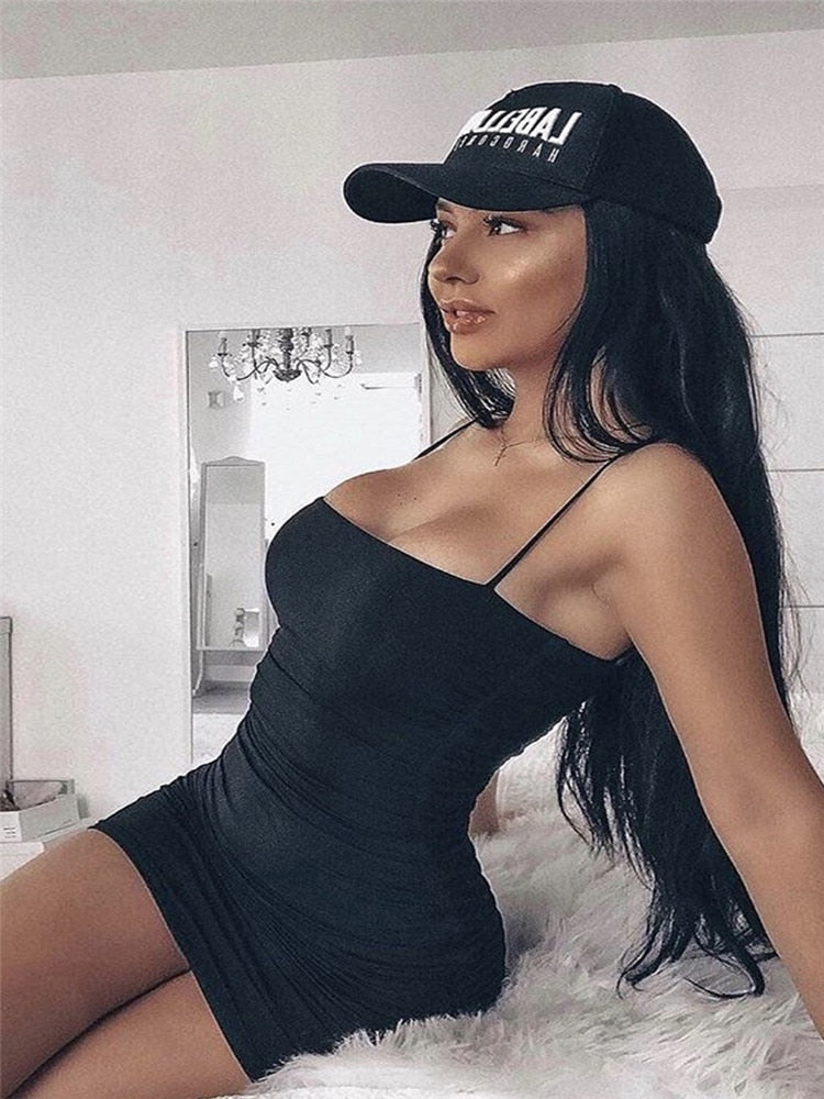 Mesh Square Neck Spaghetti Strap Ruched Bodycon Mini Dress 4