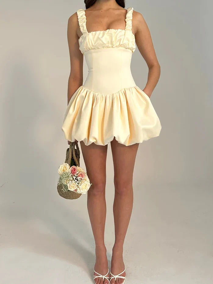 Camisole Pleated Zipper Mini Dress