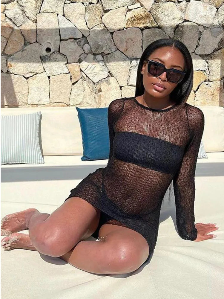 Perspective Long Sleeve Mini Dress