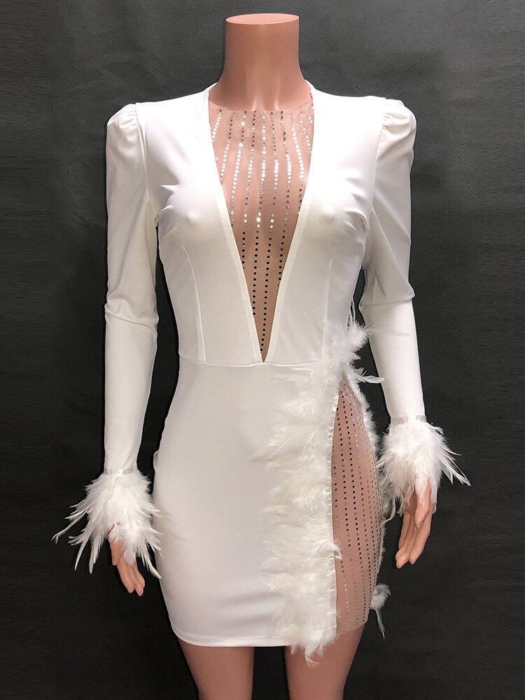 Through Sequin Mesh Patchwork Dresses 6