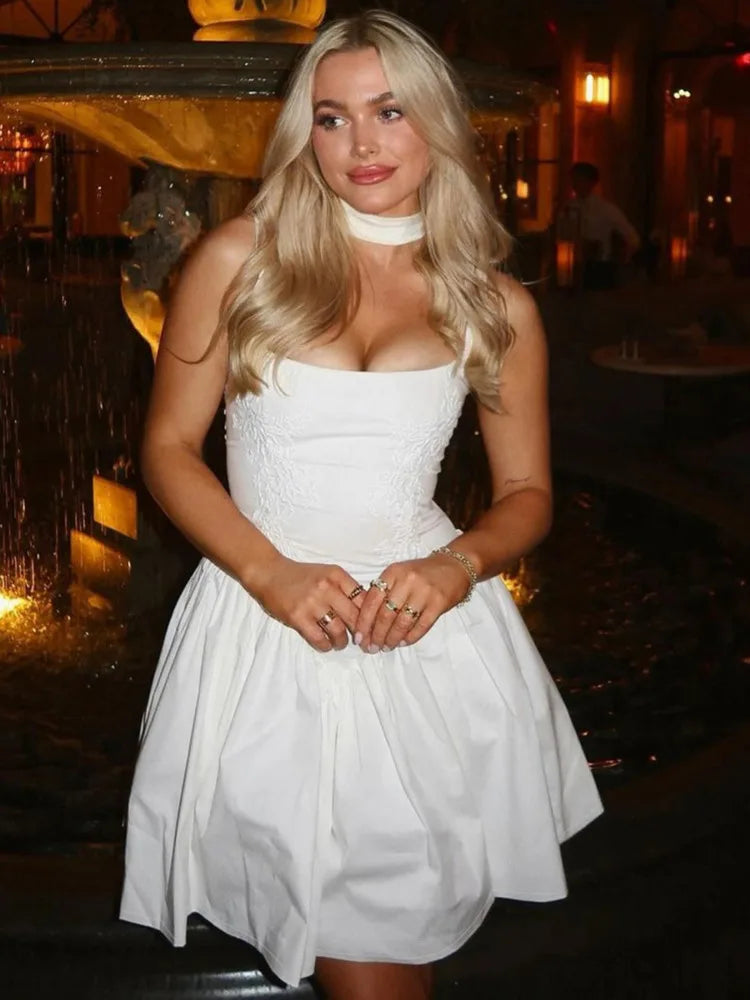 Spaghetti Strap Pleated Mini Dress