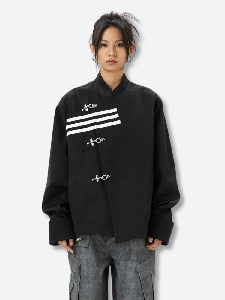 Asymmetric Frog Button Jacket 2