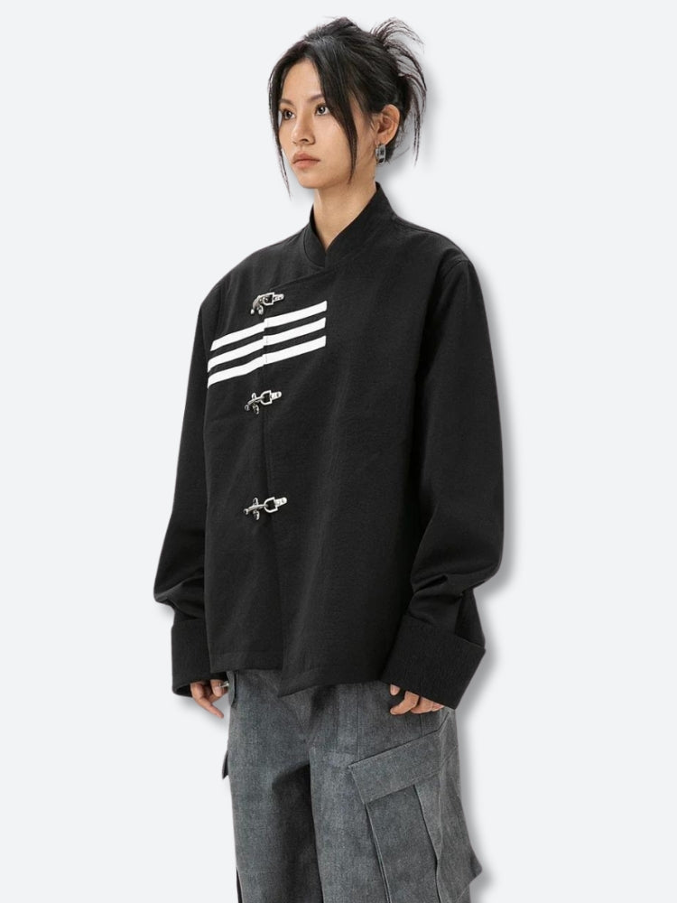 Asymmetric Frog Button Jacket 3