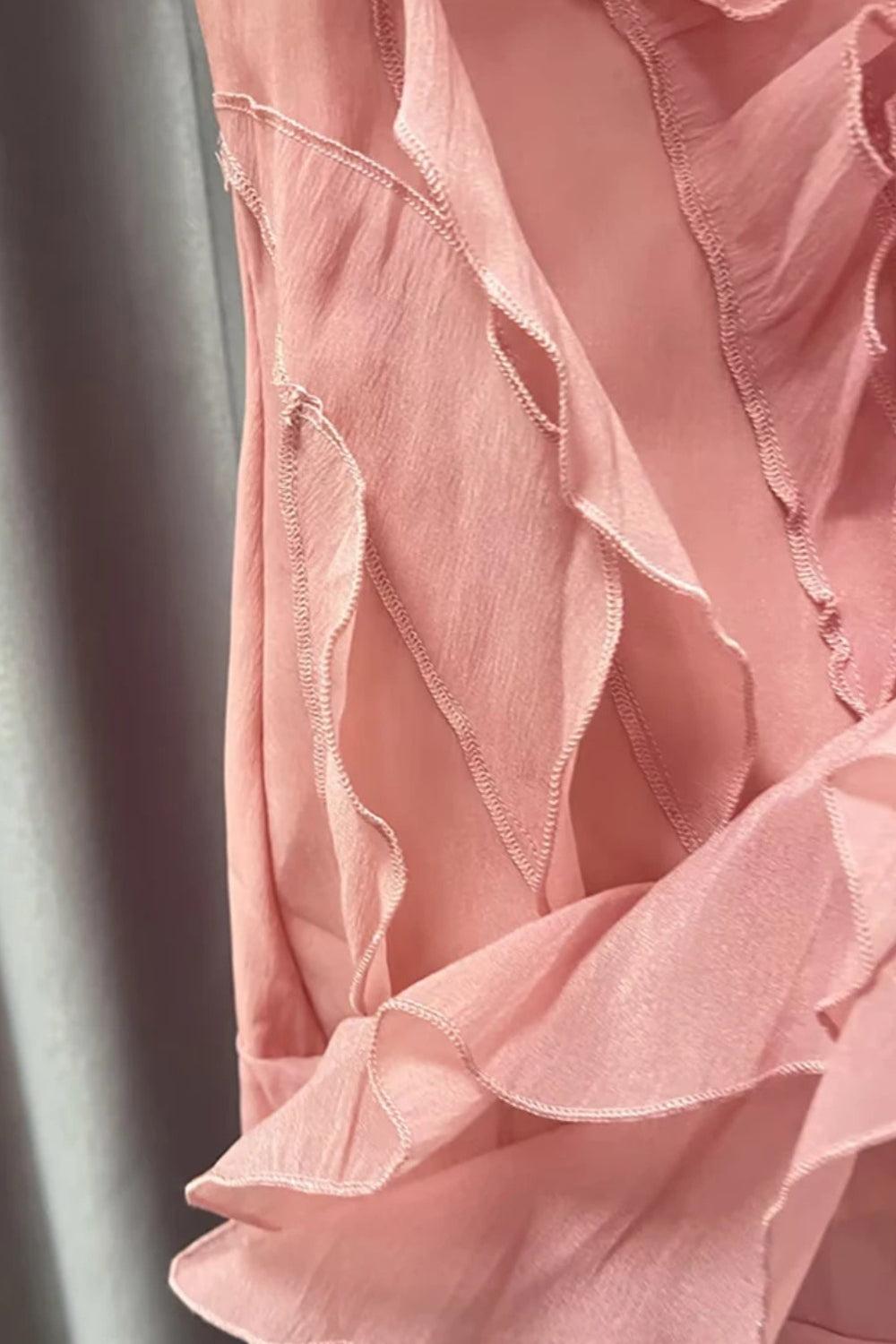 Asymmetric Ruffled Mini Dress