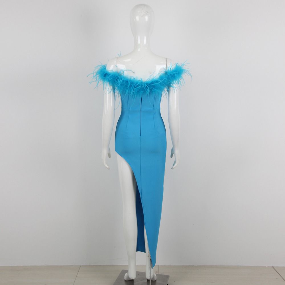 Aubree Sleeveless Feather Maxi Dress - Fashionpara