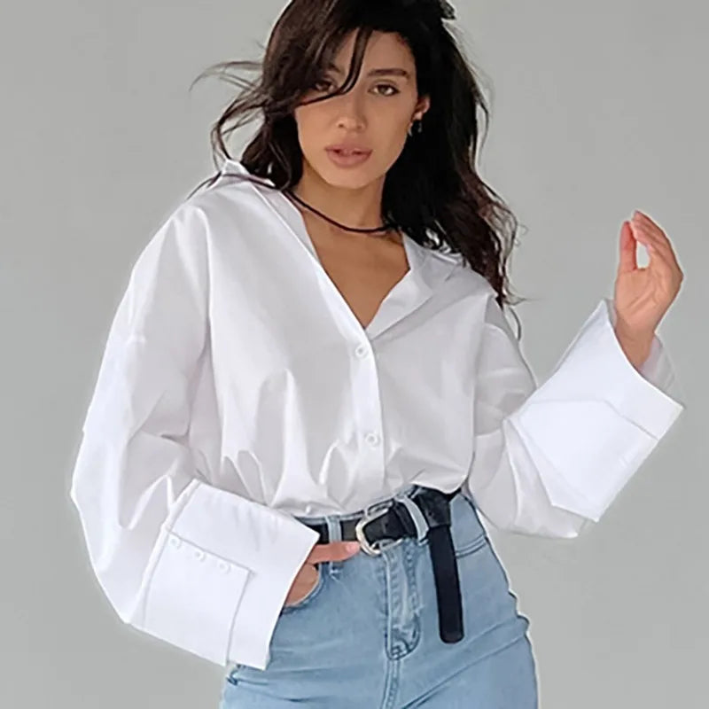 Casual Loose White Shirt Autumn Blouse