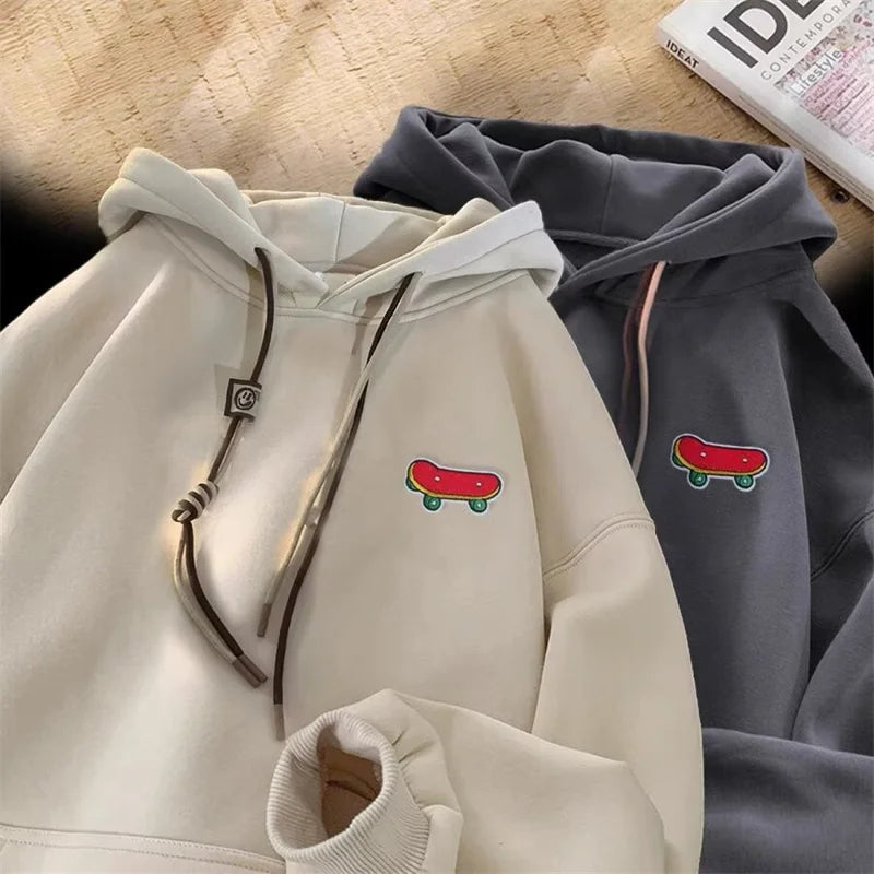 Kawaii Skateboard Graphic Cotton Fleece Hoodie