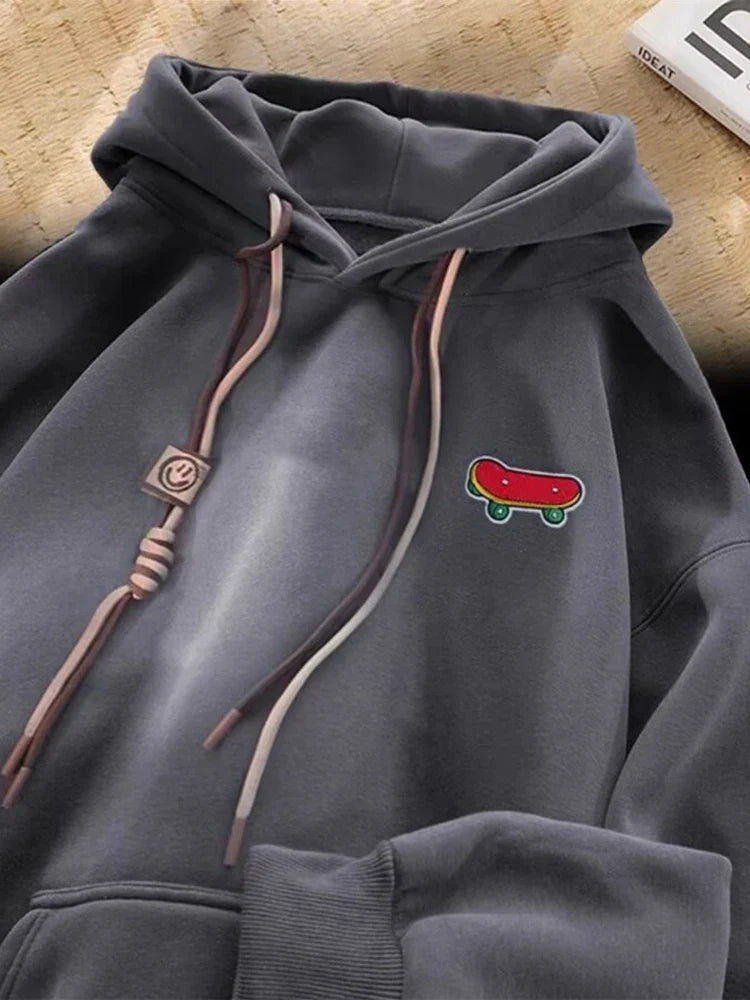 Kawaii Skateboard Graphic Cotton Fleece Hoodie