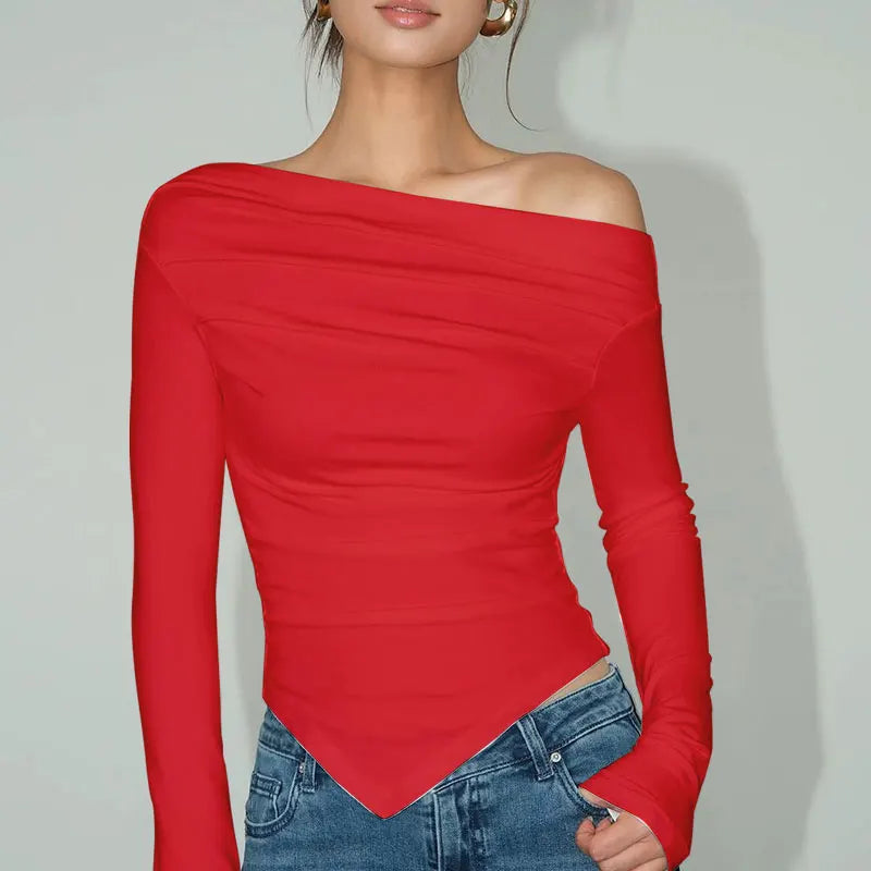 Off Shoulder Slim T-shirt Sweater 4