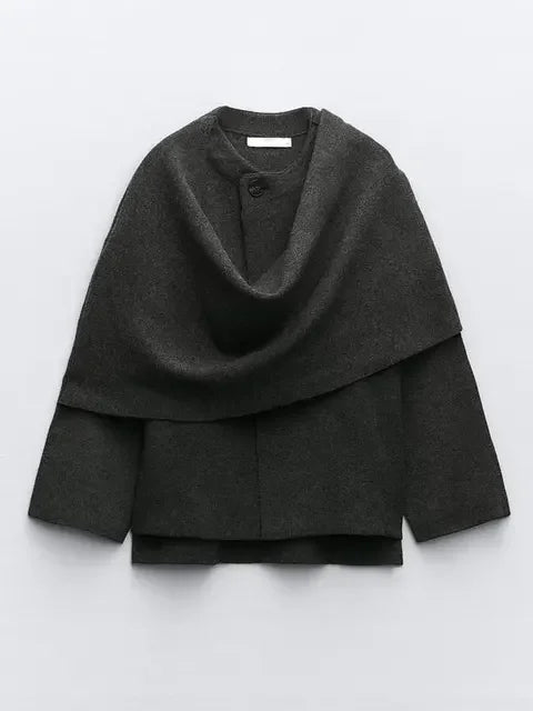 Loose Long Sleeve Knitted Cape Coat 6