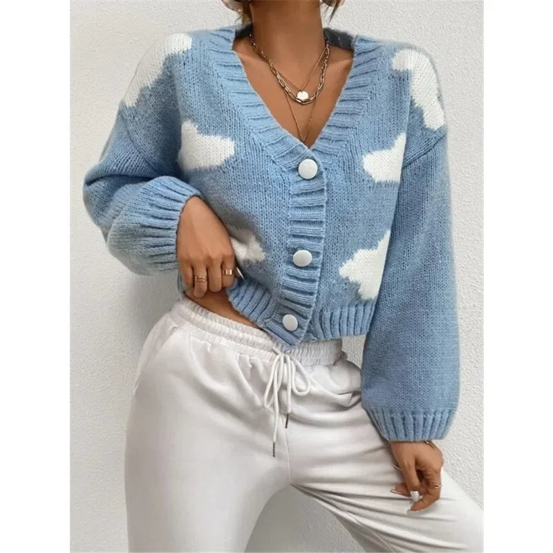 Casual Loose V-neck Comfortable Cloud Cozy Autumn Long Sleeve Cardigan Sweater 3