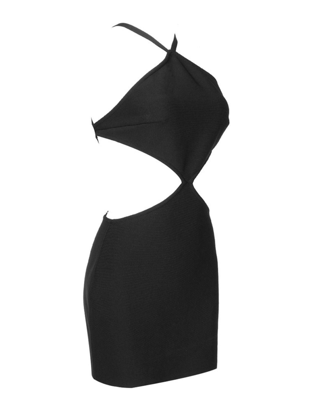 Bandage Pearl Flower Accent Criss Cross Strap Backless Mini Dress - View 7
