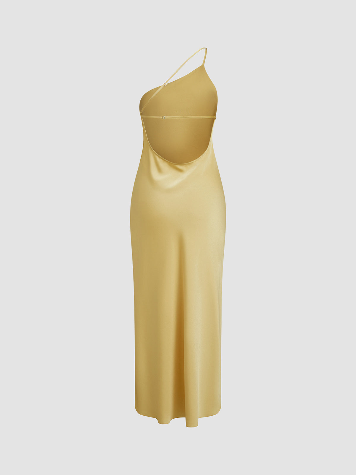 Satin Spaghetti Strap Cross Back Open Back Slip Maxi Dress - View 4