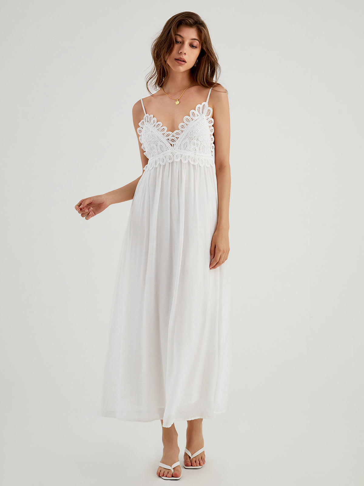 Crochet Lace V-Neck Spaghetti Strap Dress
