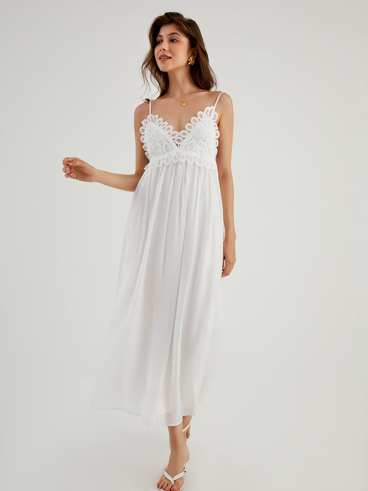 Crochet Lace V-Neck Spaghetti Strap Dress