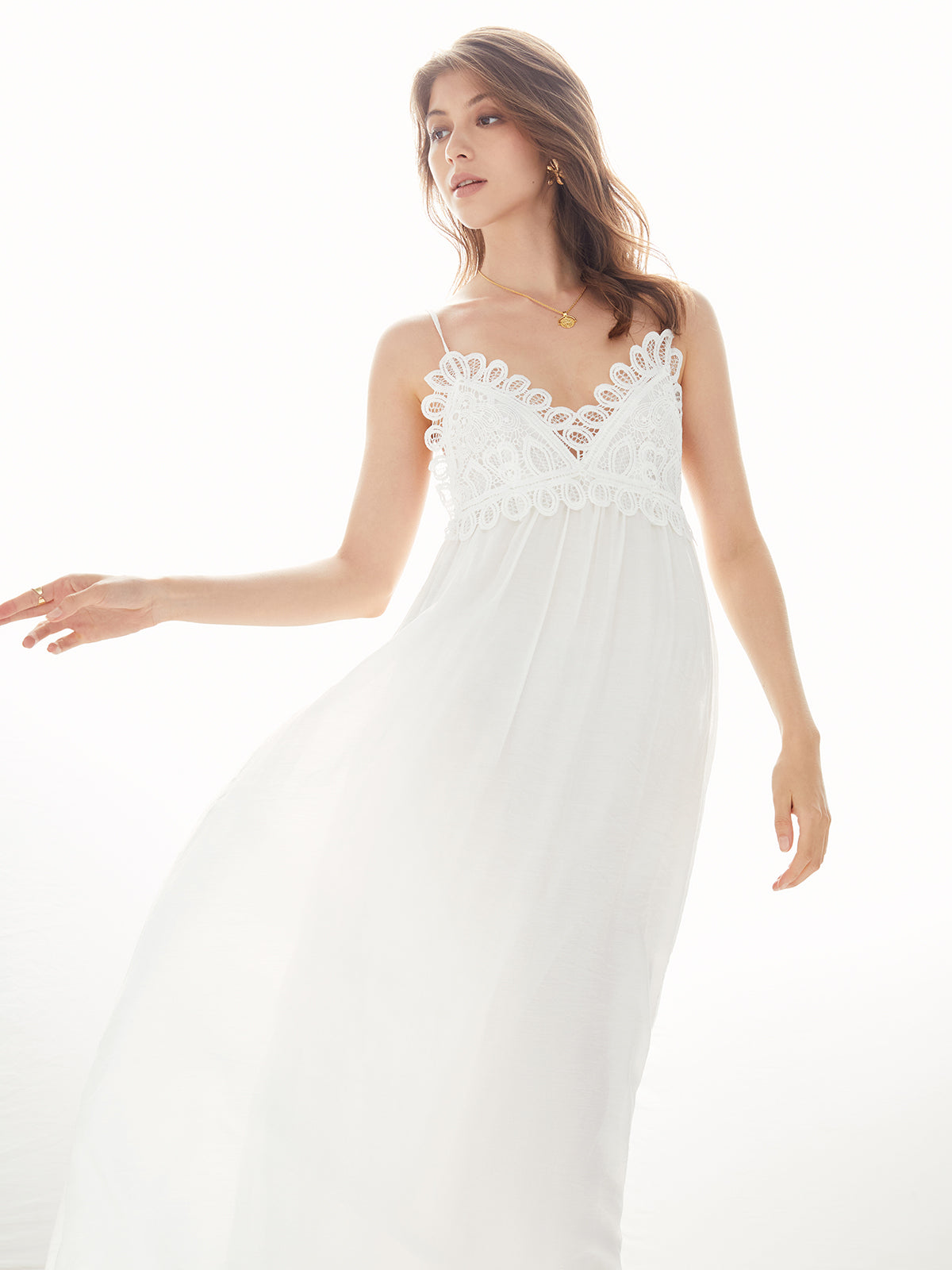 Guipure Lace V-Neck Spaghetti Strap Cami Dress 5