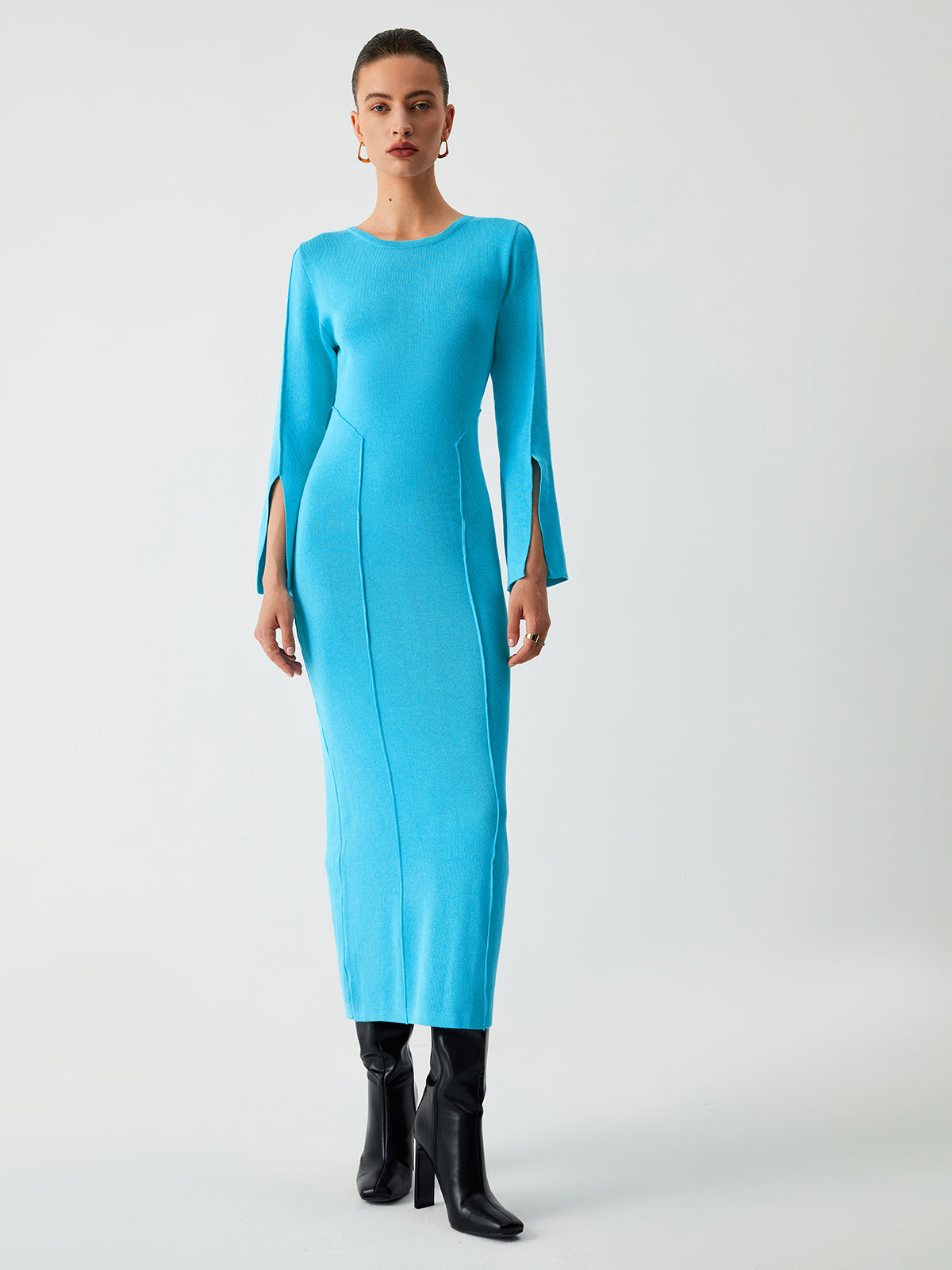 Coastal Allure Long Sleeve Long Sweater Dress 2