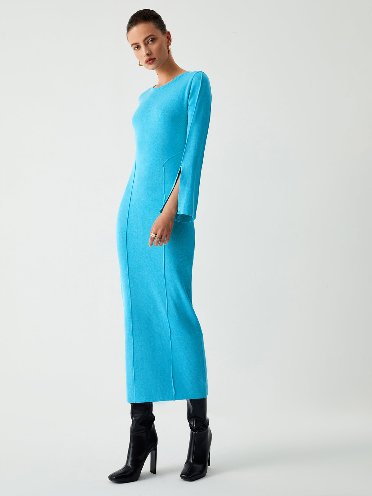 Coastal Allure Long Sleeve Long Sweater Dress 3