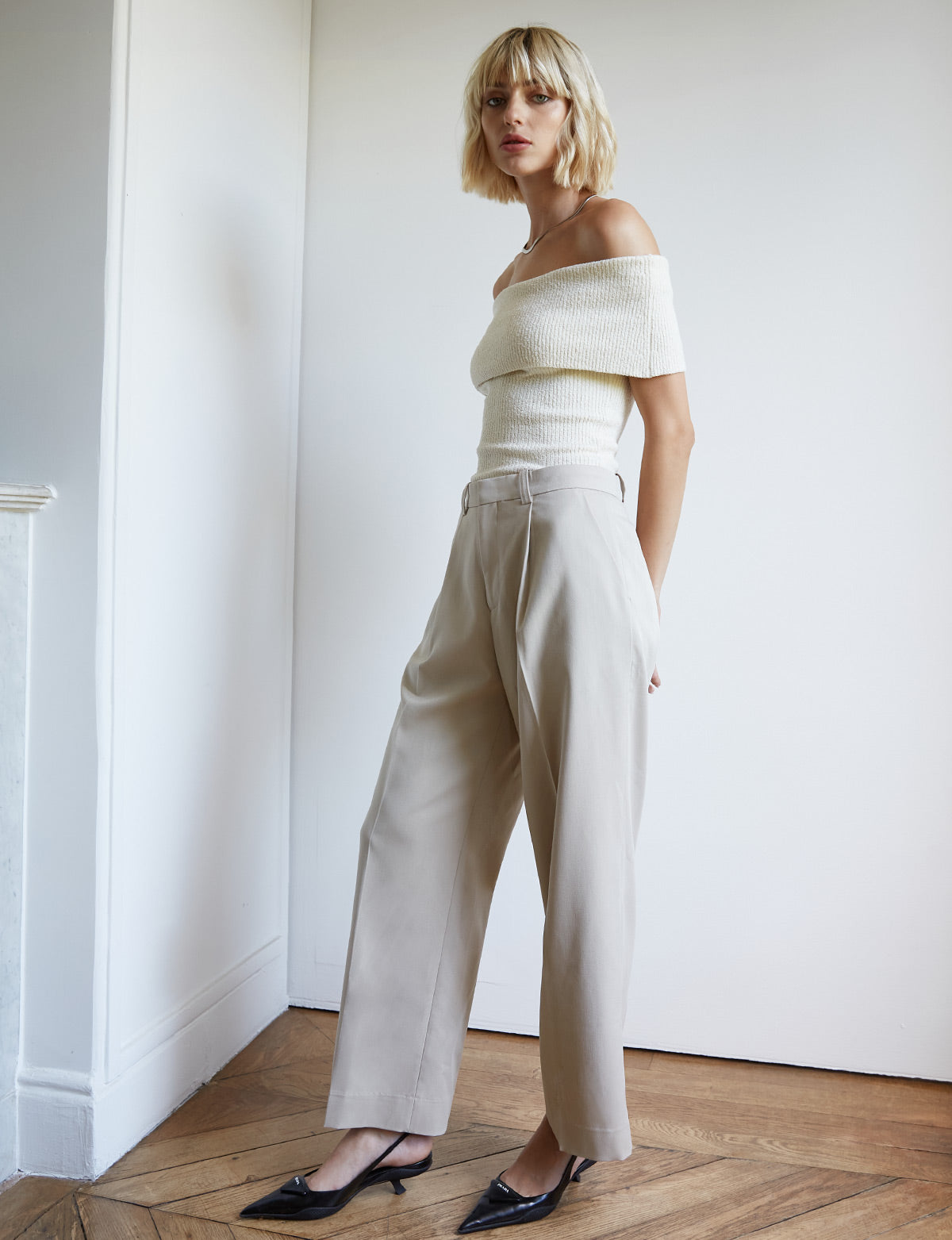 Creamy Off-Shoulder Knit Top 3