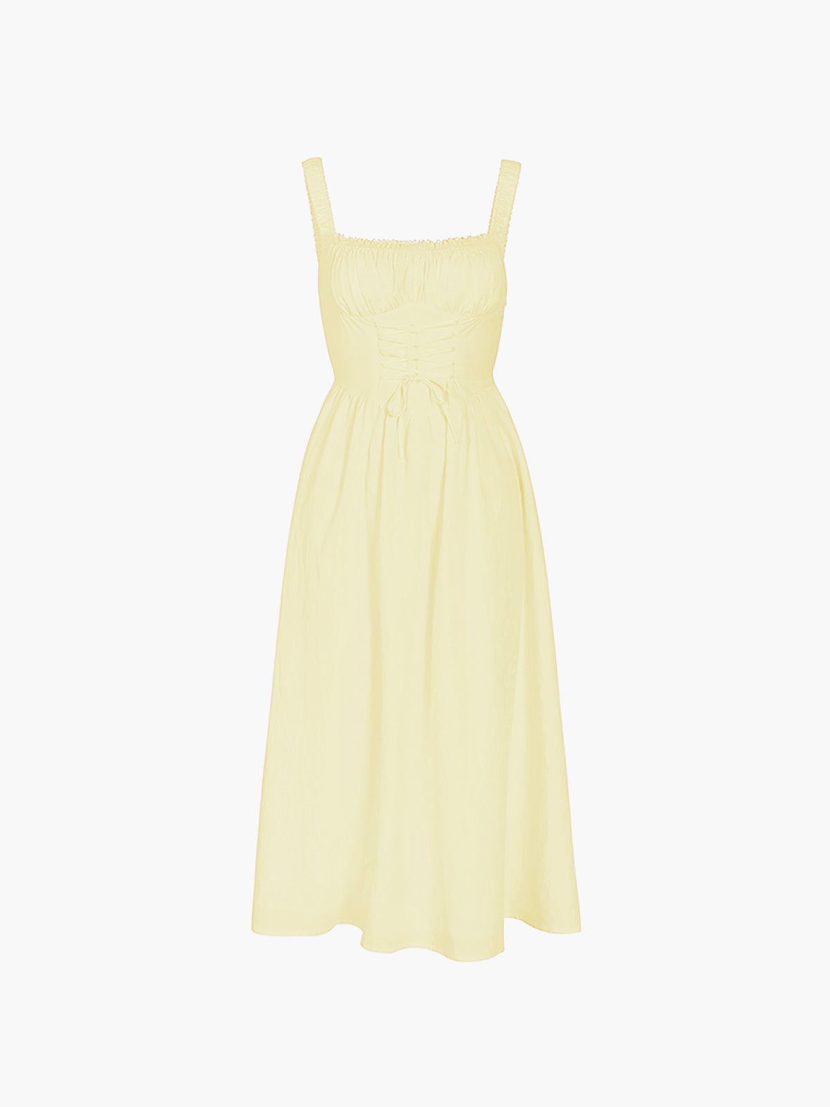 Square Neck Corset Bodice Ruffle Trim A-Line Midi Dress - View 8