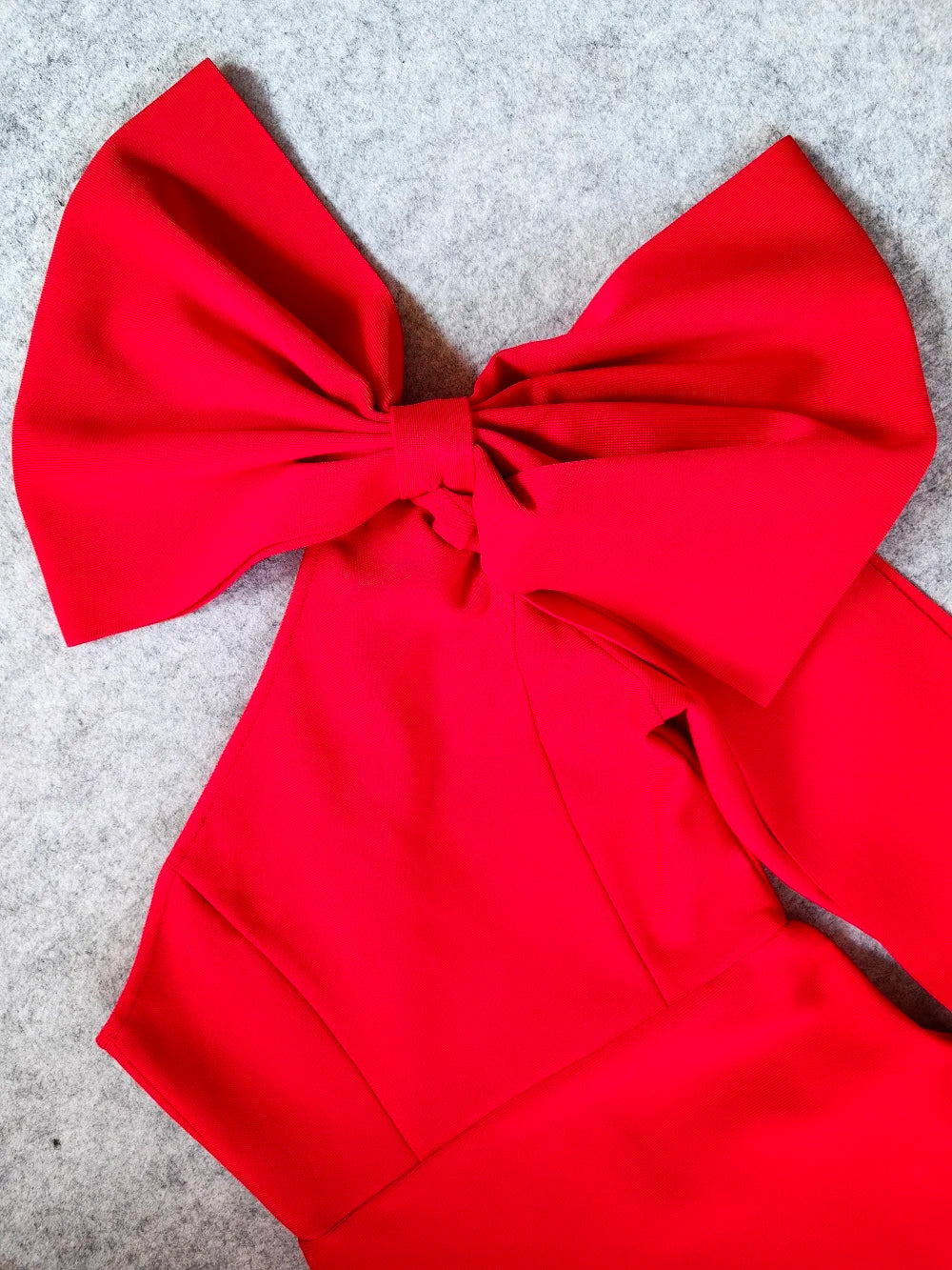 Red Asymmetrical Bandage Evening Dress with Ruffle Split - Bodycon Christmas Party Dress - Fashionpara