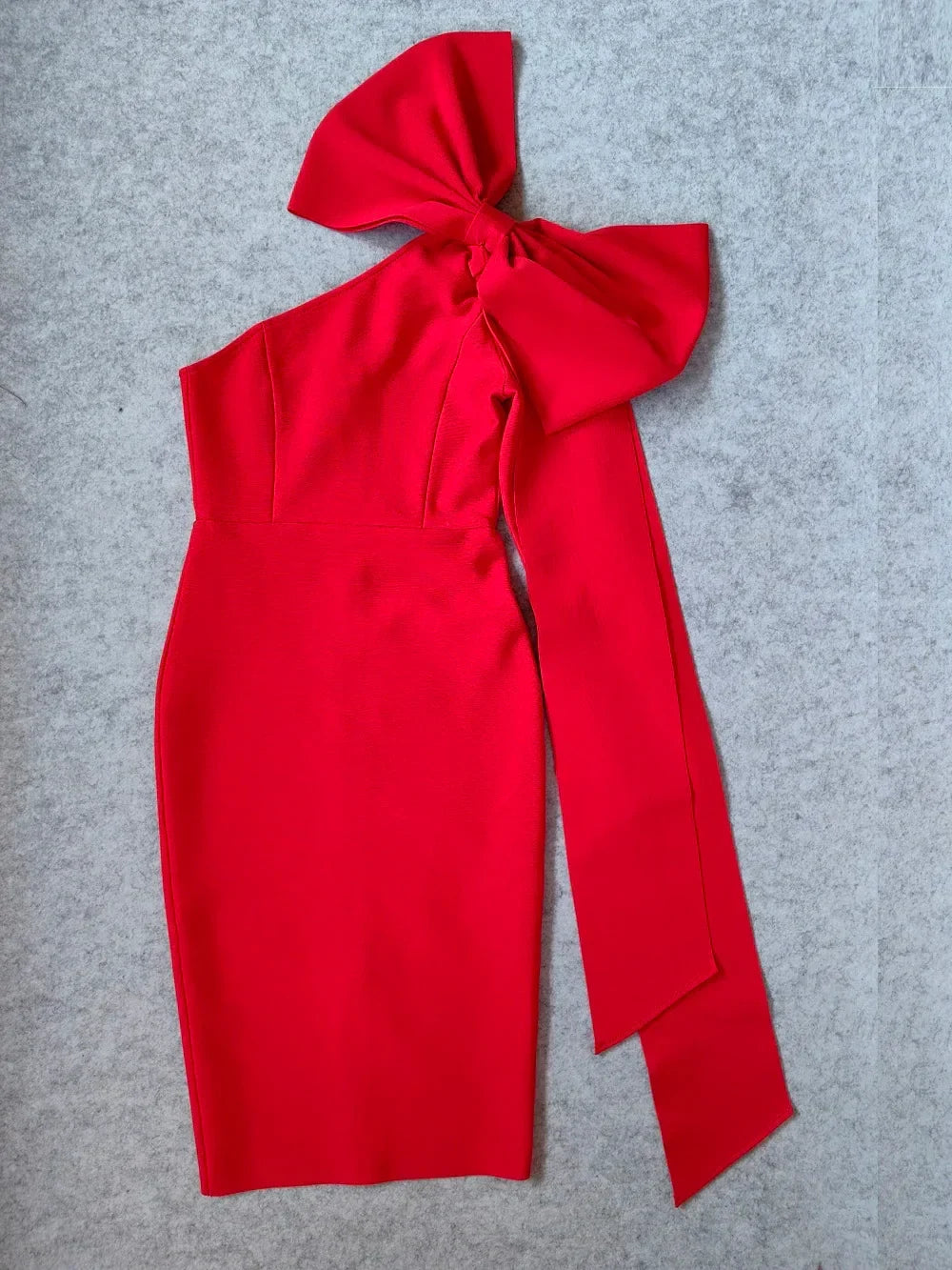 One-Shoulder Bow Long-Sleeve Bandage Bodycon Dress 4